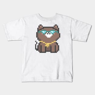 Pixel Quiet Brown White Diamond Cat 75 Kids T-Shirt